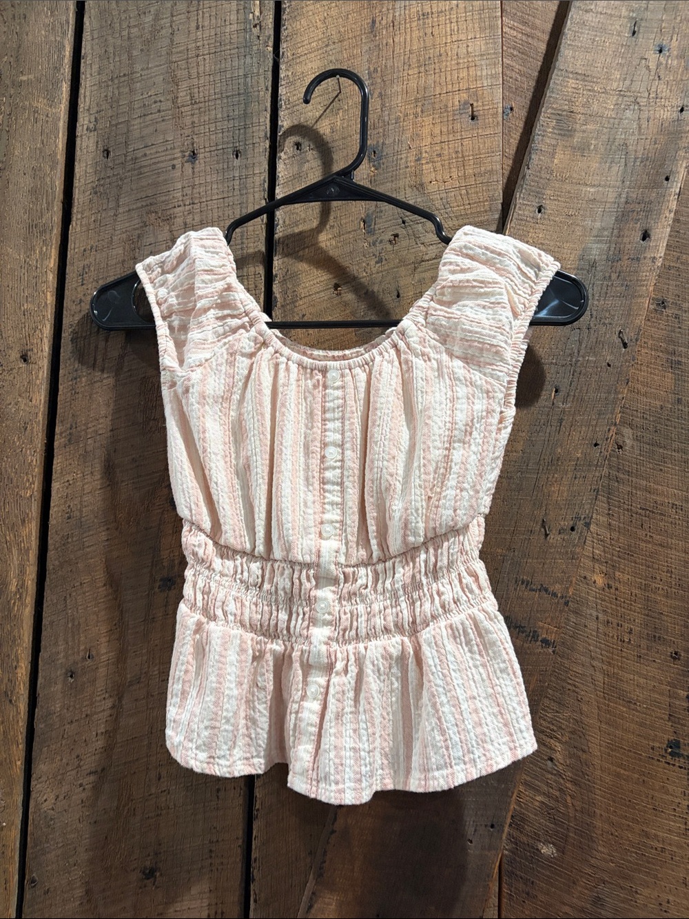 Cat & Jack Light Pink Textured Button-Front Peplum Tank
